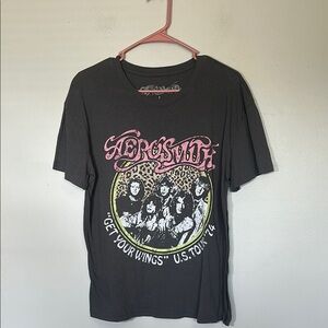 Aerosmith leopard get your wings 1974 tour‎ style Short Sleeve tee grey pink